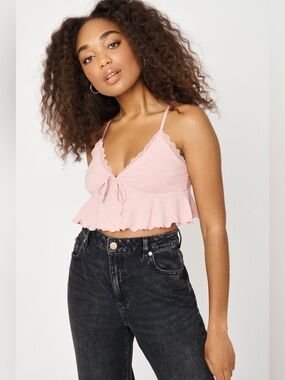 Garage Pink Lace-Trim Babydoll Cami